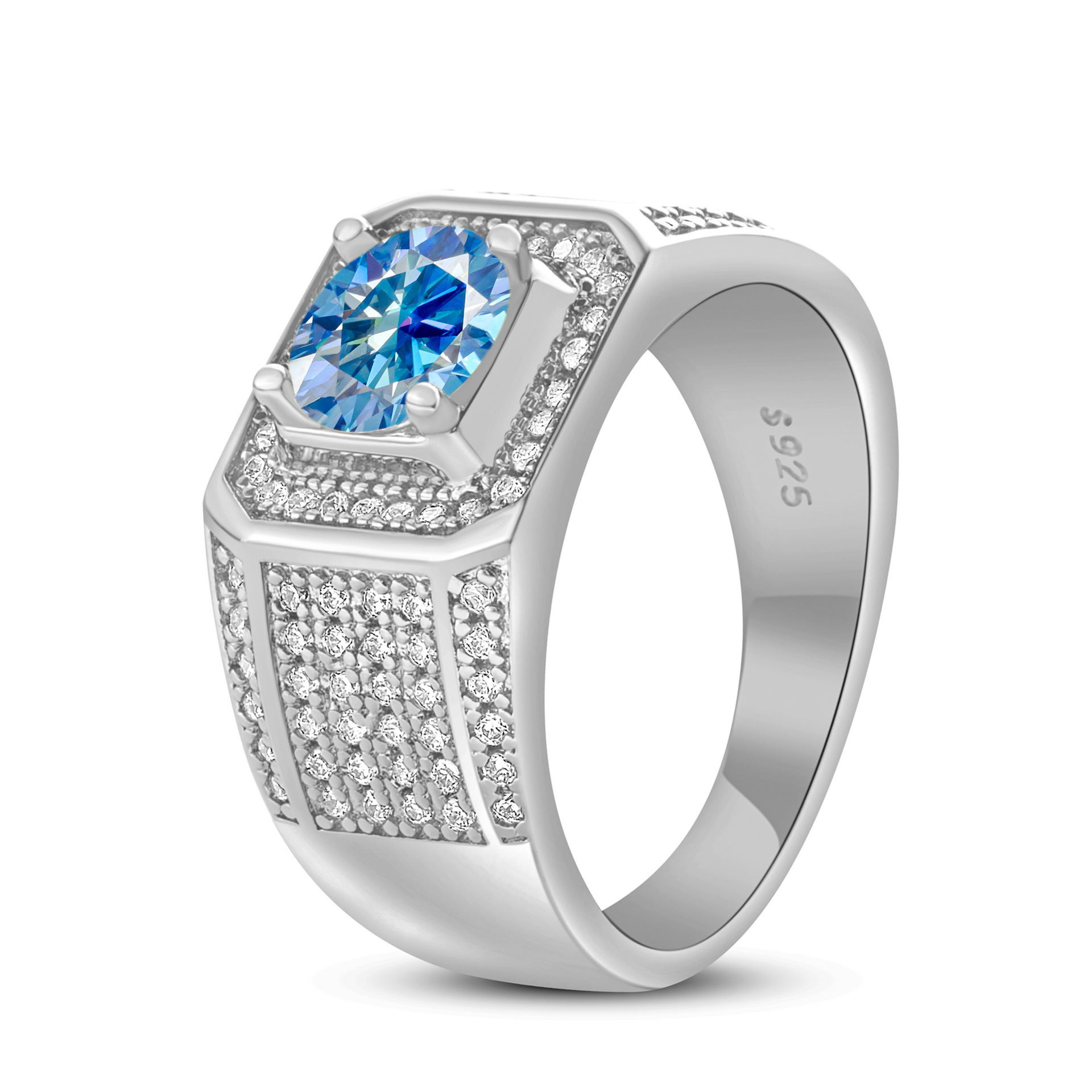 925 plata esterlina gran anillo de hombre de piedra moissan anillo masculino chapado pt950 oro atmósfera para enviar al por mayor fábrica de novio spot