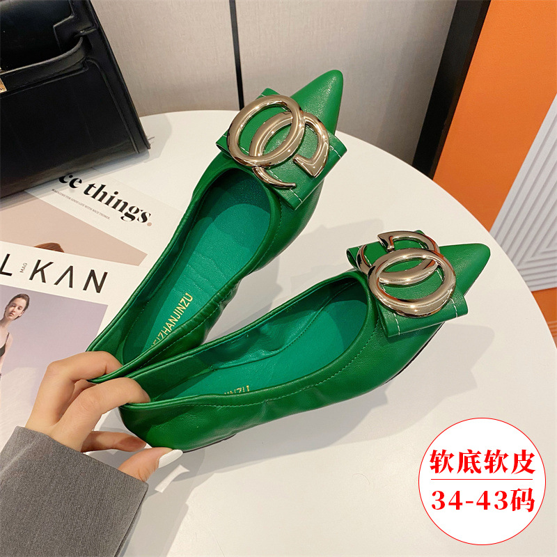 Cross-Border Plus-Size Influencer Women's 2026 Spring New Pointed-Toe Shallow Loafers with Soft Soles, Trendy Versatile Flat Shoes