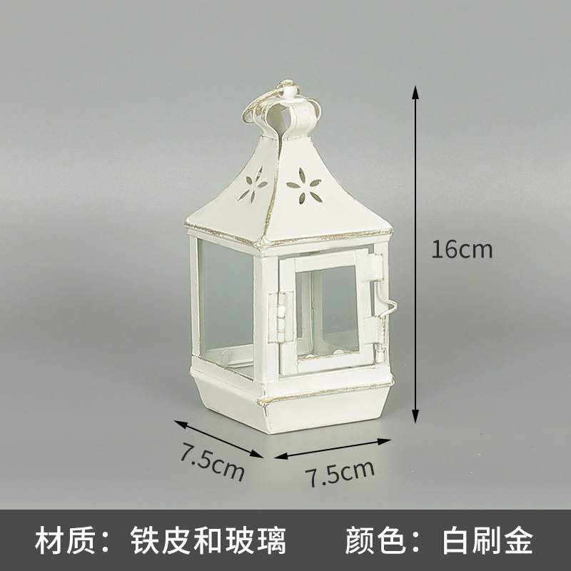 Blanco boda candelabro linterna boda carretera plomo accesorios atmósfera lámpara Marruecos viento lámpara decoración a prueba de viento vela pantalla