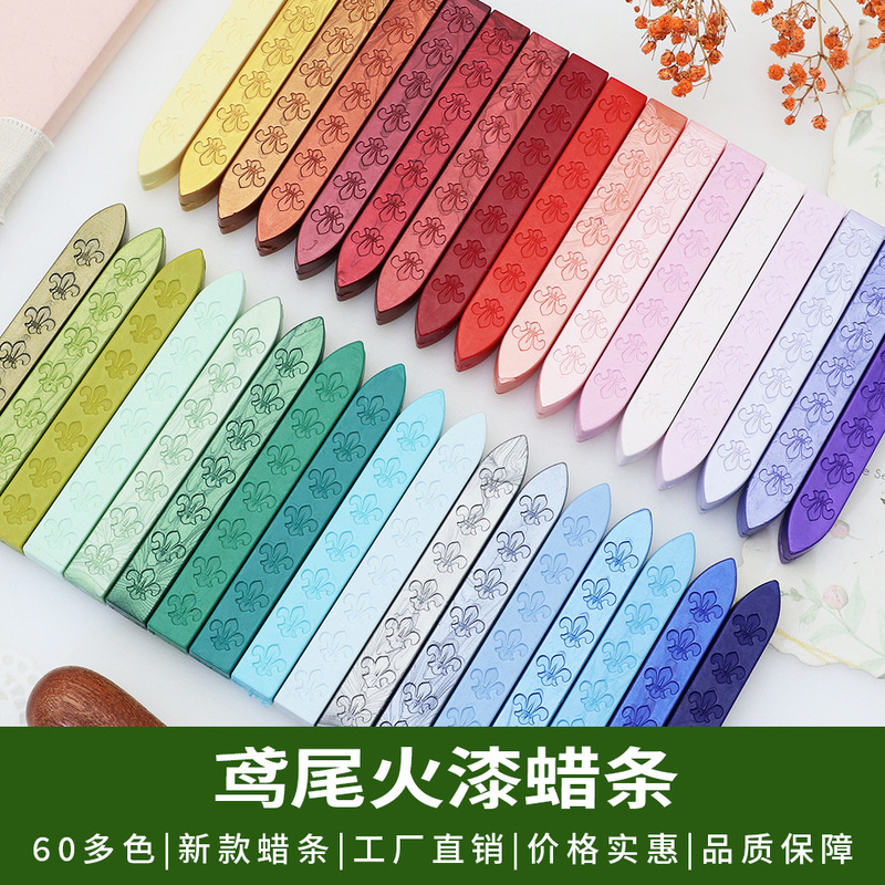 66-Color Sealing Wax Sticks, Iris Pattern Sealing Wax, Pearlescent Color Stamp, Square Wax Strips for Journals, Cheap