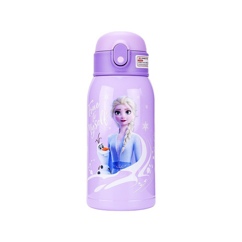 Disney Frozen Children 3 Cover Vacuum Cup Female Student 316 Stainless Steel Elsa Cartoon Suction