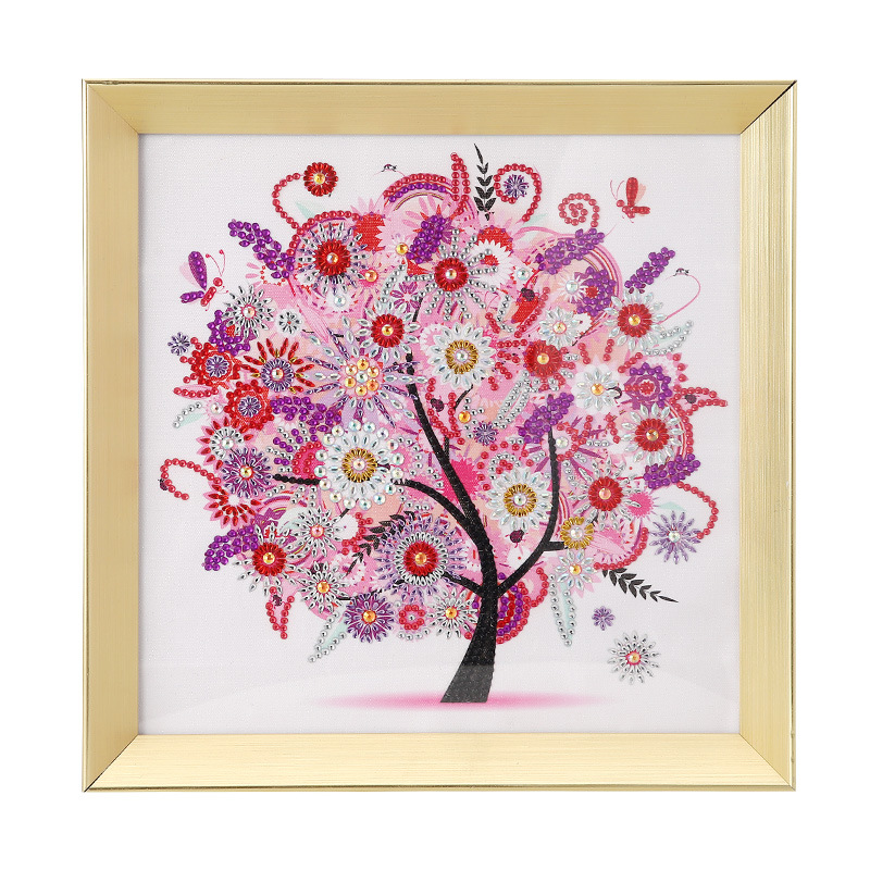 Pintura de diamantes 5D transfronteriza DIY, árbol de la fortuna de las cuatro estaciones, pintura decorativa hecha a mano, pintura para pegar, venta al por mayor personalizada