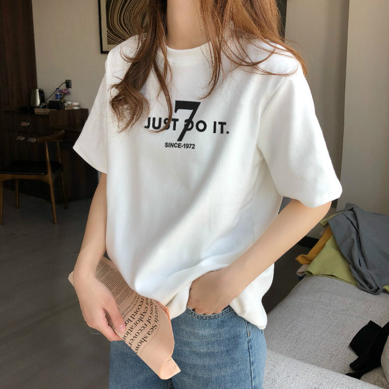 ホワイト Tシャツ レディース 半袖 2025 夏 フロントショルダー 純綿 ルーズボトムシャツ 着痩せ シンプル トップス|undefined