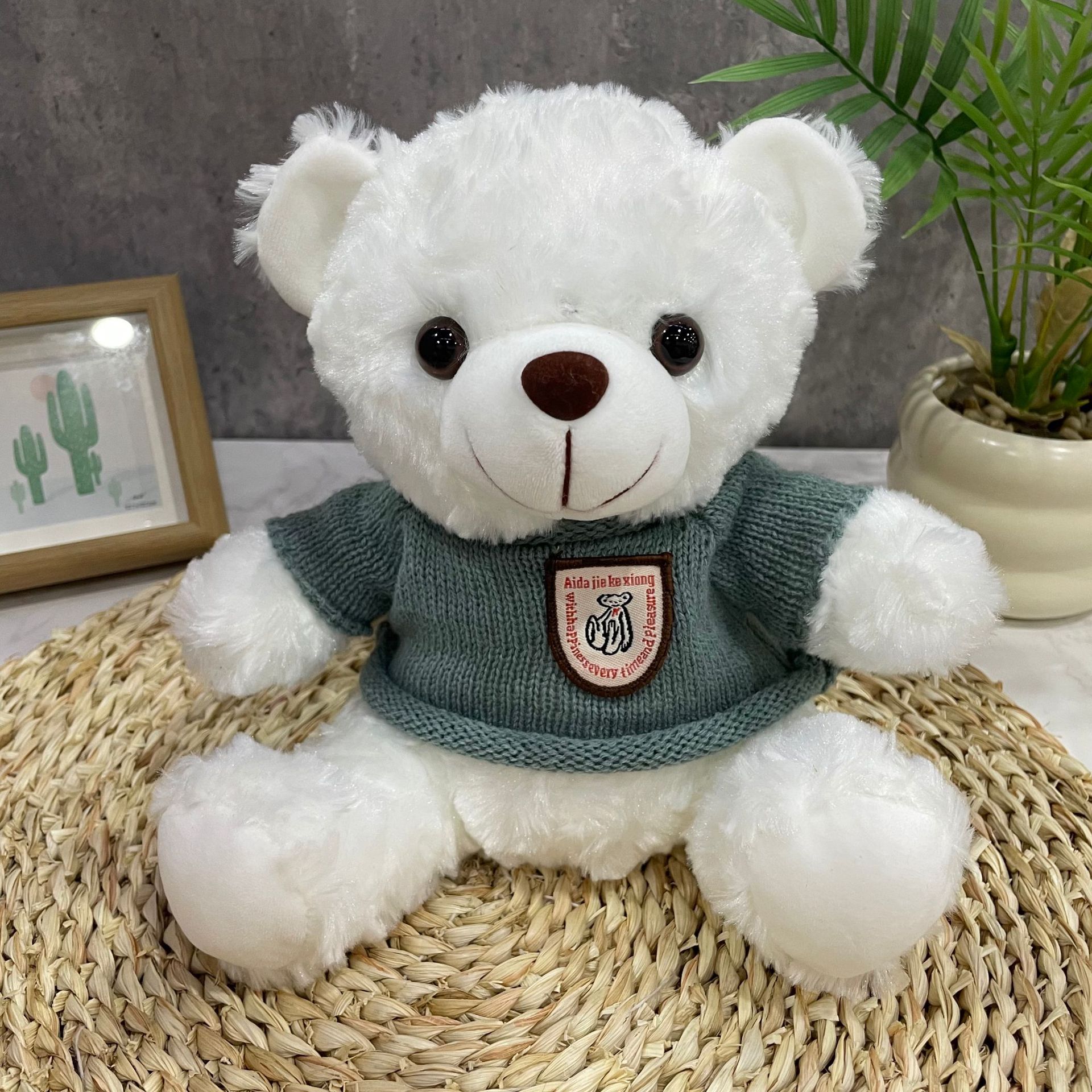 Teddy Bear se puede imprimir LOGO evento de vacaciones muñeca regalo para el hogar adornos de escritorio abrazar juguetes de peluche