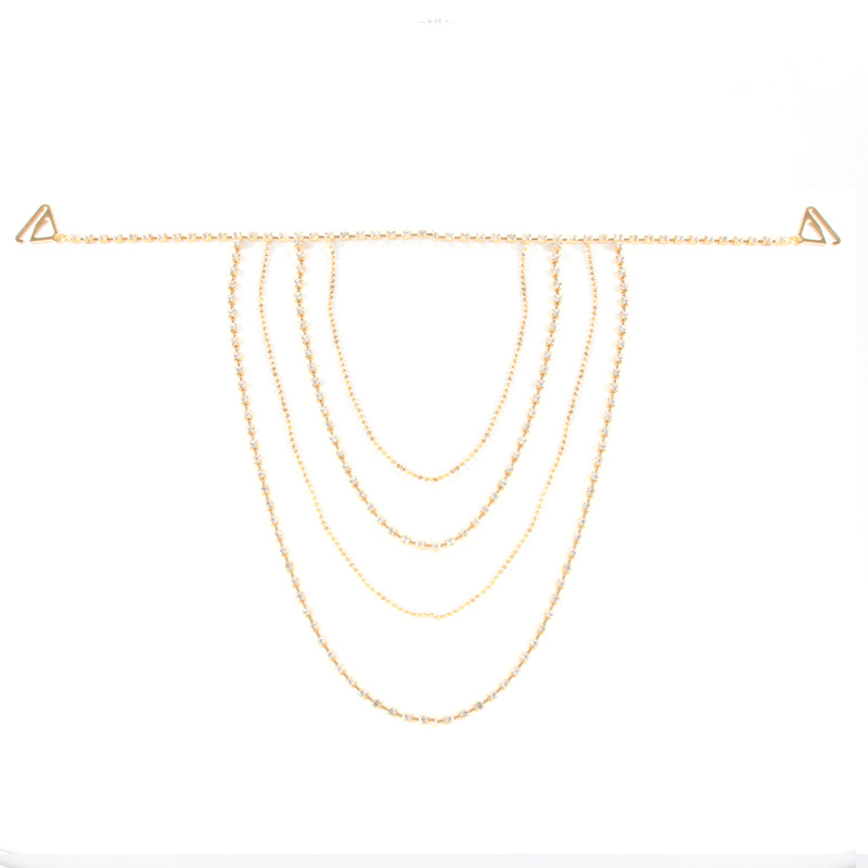 Europa y los Estados Unidos multicapa brillante taladro chaîne de hombros accesorios de vestido de boda moda sexy colgante de gota de agua temperamento cadena de cuerpo