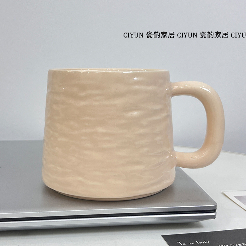 陶瓷大容量马克杯家用喝水水杯高颜值情侣简约新款带盖勺早餐杯子|undefined