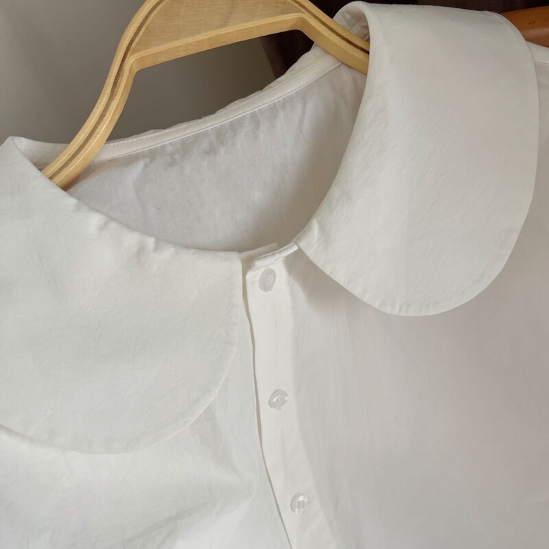 Simple and easy-to-match French-style doll-collar white long-sleeved shirt for women, sweet and versatile, loose-fitting top, new autumn style Simple and easy-to-match French-style doll-collar white long-sleeved shirt for women, sweet and versatile, loose-fitting top, new autumn style