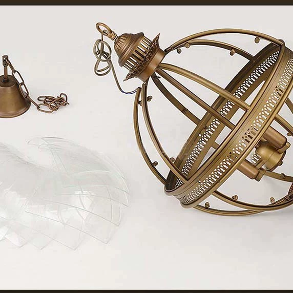  retro glass ceiling lamp for hotel for bedroom for living room, American style not translated
