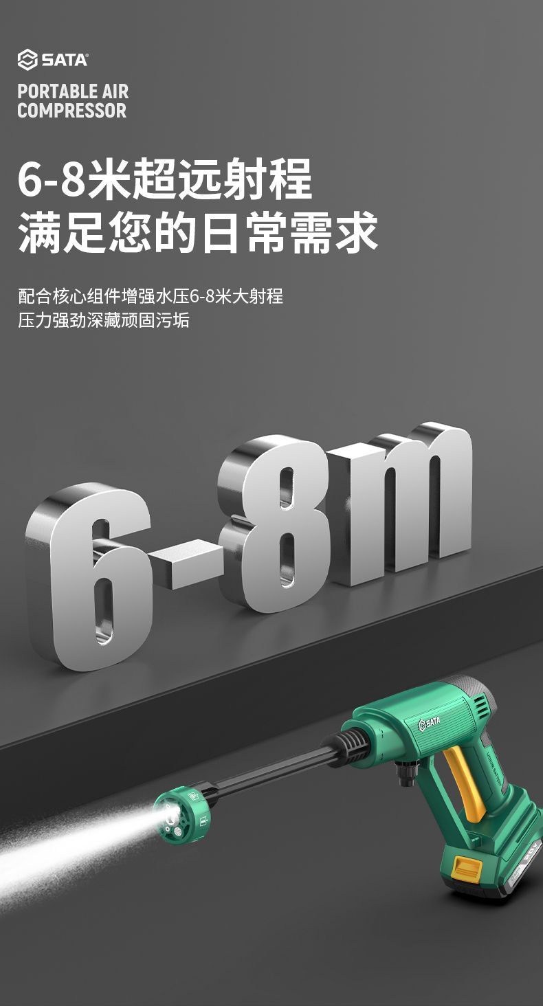 Shida Wireless Car Washing Machine Household High-Pressure Water Gun Car Washing Artifact Car Strong Pressure Washing Booster Lithium Battery Portable