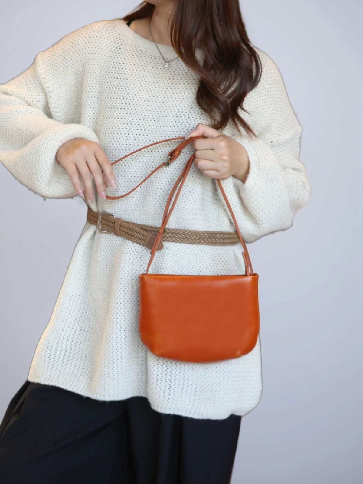 Small hand loop bag, one-shoulder bag, small bag, genuine leather