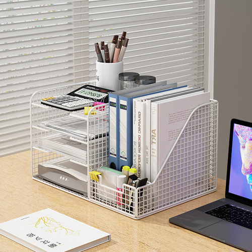 Dropshipping desktop bookshelf desk book storage rack office desk file rack A4 metal storage
