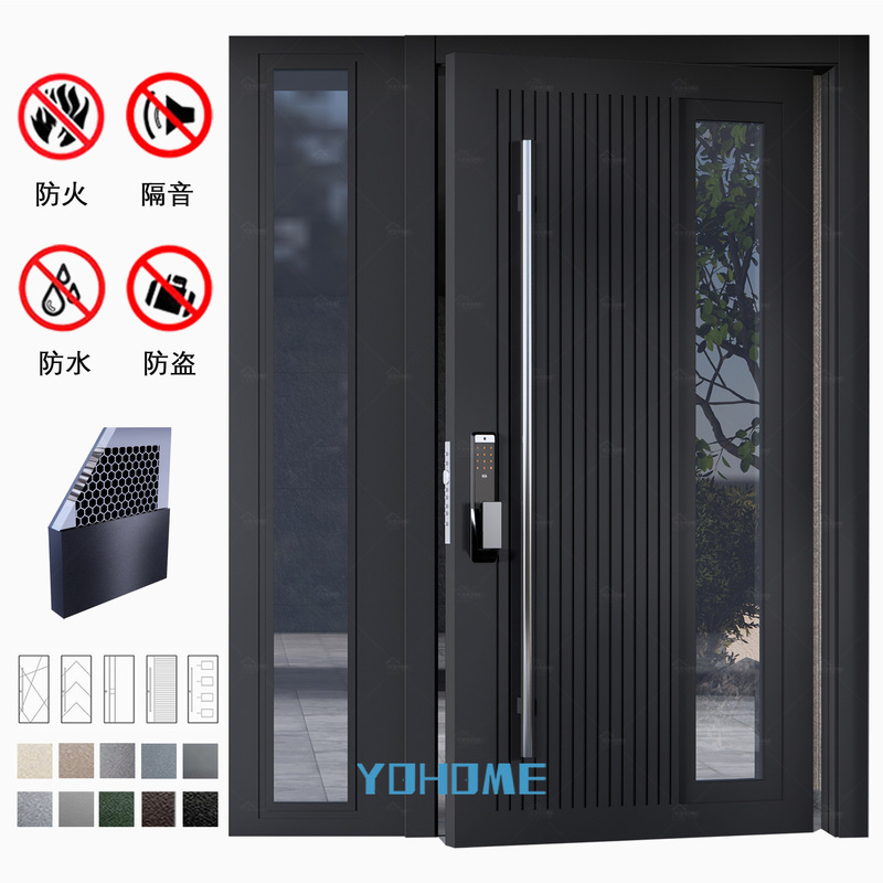 Cast Aluminum Entrance Door, Soundproof Hinge Door, Villa Anti-Theft Door, Entrance Door, Smart Door Lock, Pivot Door, Cross-Border Supply