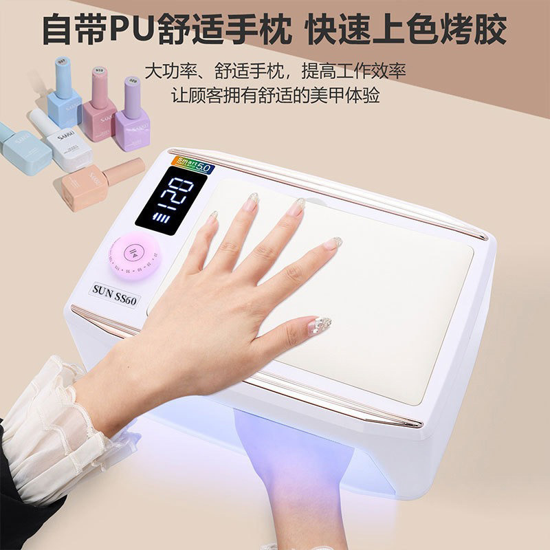 300W de alta potencia de la lámpara de manicuras de 6 velocidades de tiempo de manicuras de la lámpara de horneado desmontable almohada de mano para usar luz de terapia de uñas transfronteriza