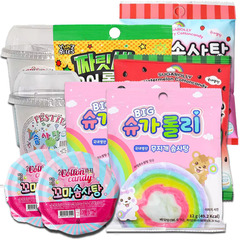 韓国の輸入スナックYEMカラーファン虹あなたカップにイチゴ/スイカ/ブドウ/パイナップル/甘酸っぱいマシュマロを入れます。