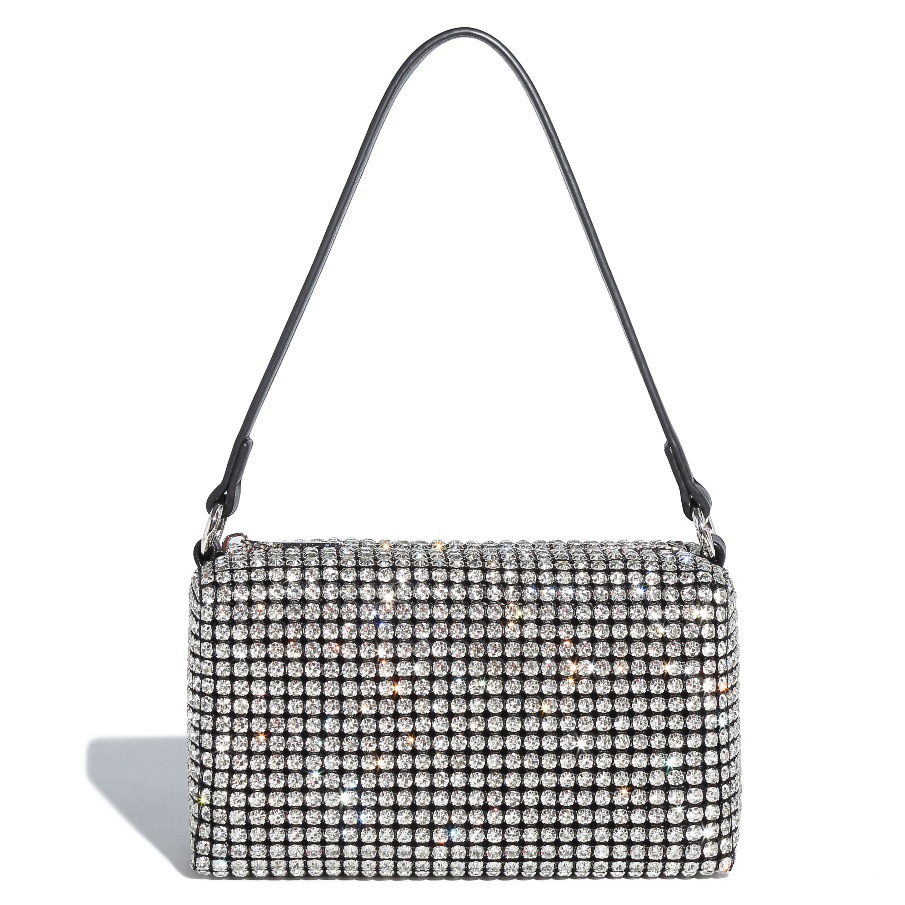 Rhinestone Women's Evening Bag - Sparkling Diamond Crossbody Handbag, Underarm Small Square Bag, Fashionable And Versatile - Thumbnail 8