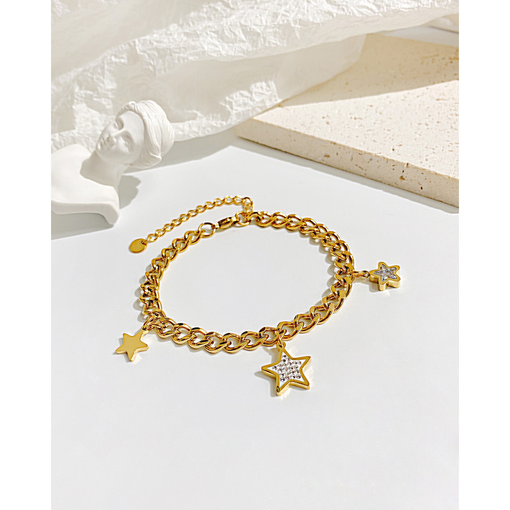Simple Style Star Stainless Steel Inlay Zircon Bracelets 1 Piece