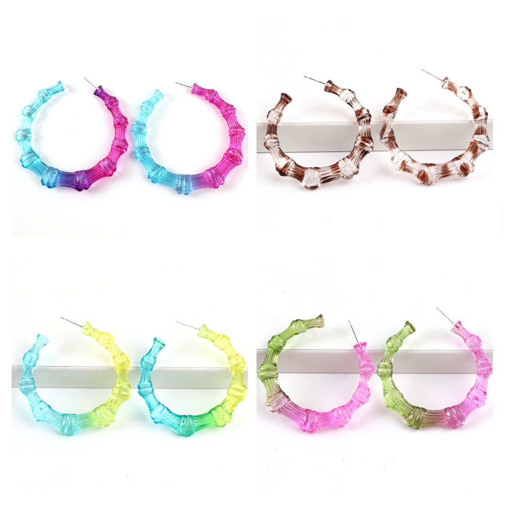 1 Pair Fashion Colorful Transparent Arylic Womenu0027S Hoop Earrings