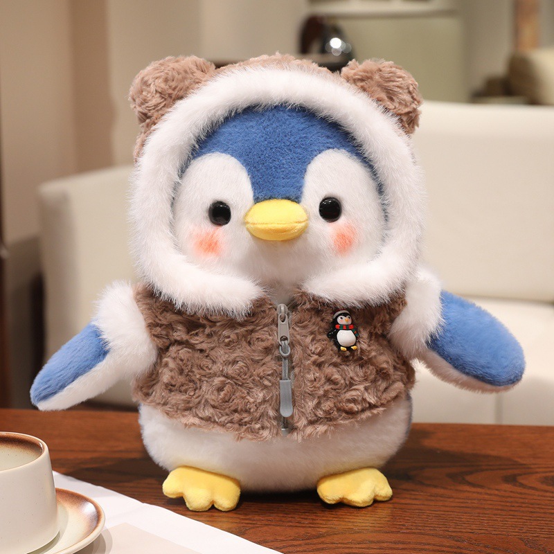 Pingüino de Navidad se transforma en chaqueta de flores del noreste, sombrero de copo de nieve, pingüino pequeño, regalos para chicas en Nochebuena