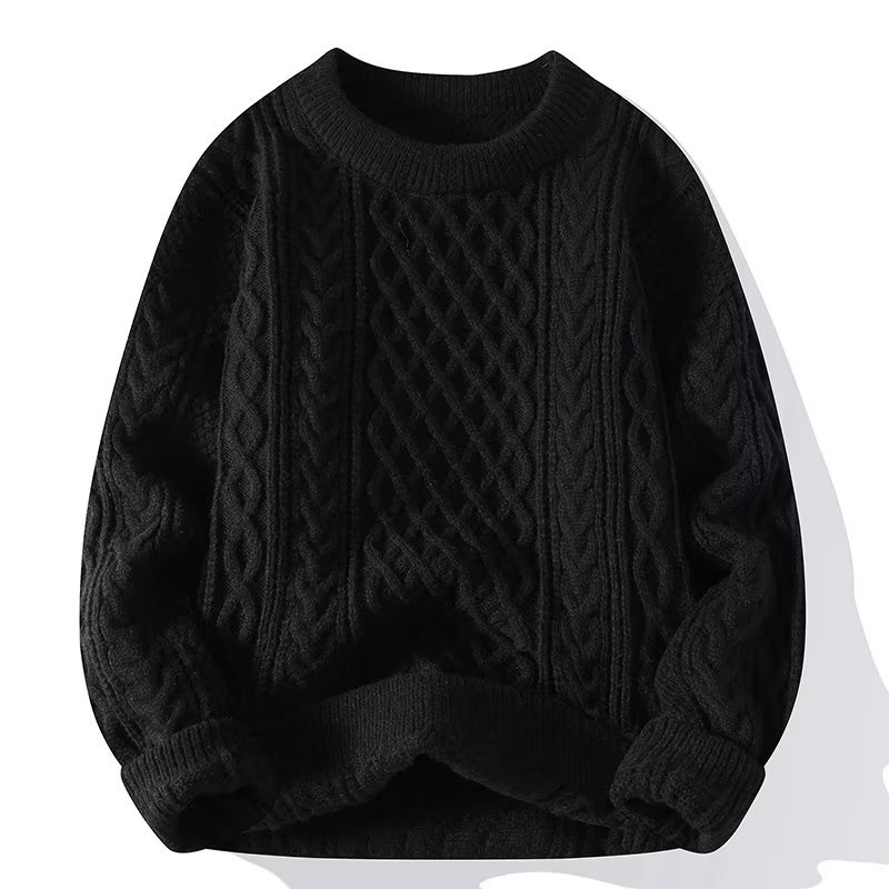 Men's clothing All match round neck knitted sweater for men loose striped bottoming shirt, inner wear, temperament_voghion.com