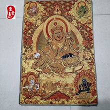 红色怀旧收藏网红货源刺绣织锦画唐卡客厅装饰画红金财神