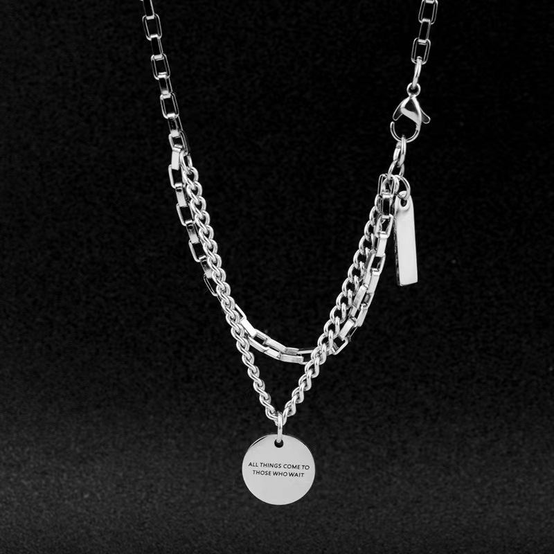 Inspirational Necklace Men's Trendy No Fade Trendy Brand Men's Light Luxury Ins Niche Titanium Steel Pendant Men's High-grade sweater chain