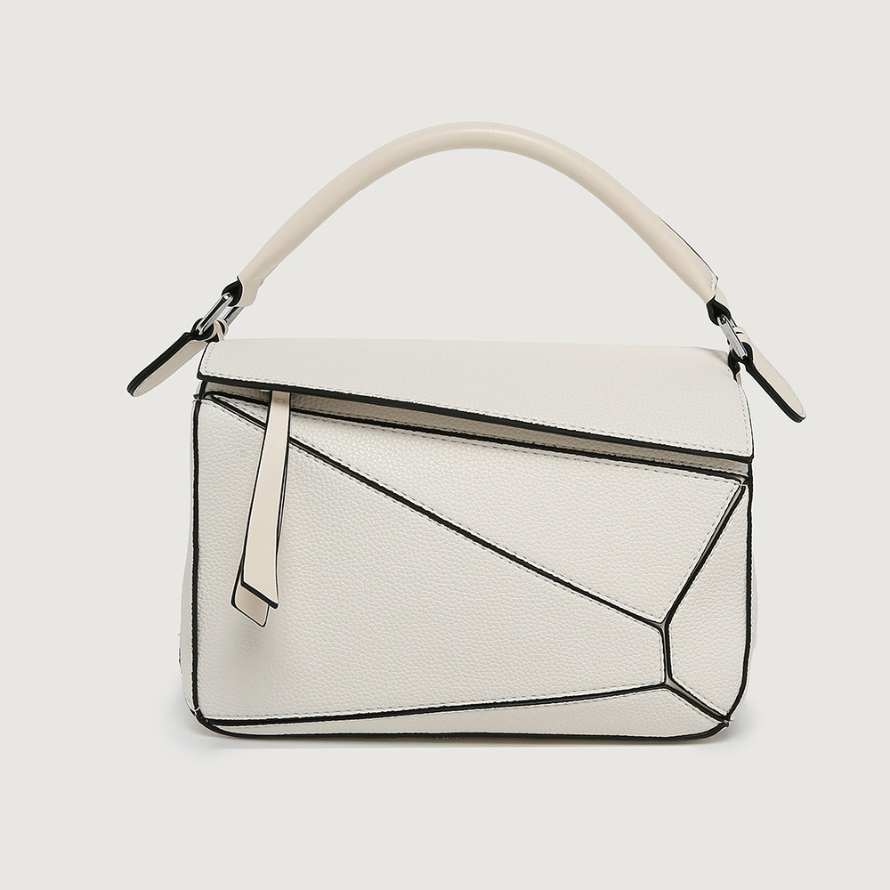 Bolsos de comercio exterior para mujer, nuevo bolso geométrico de costura de todo fósforo, bolso de mensajero con patrón de lichi, bolso médico ligero y de gran capacidad