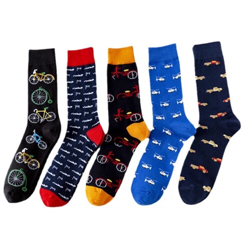 Cross-border new colorful trendy socks mid-high cotton socks large size casual trendy men's socks wholesale