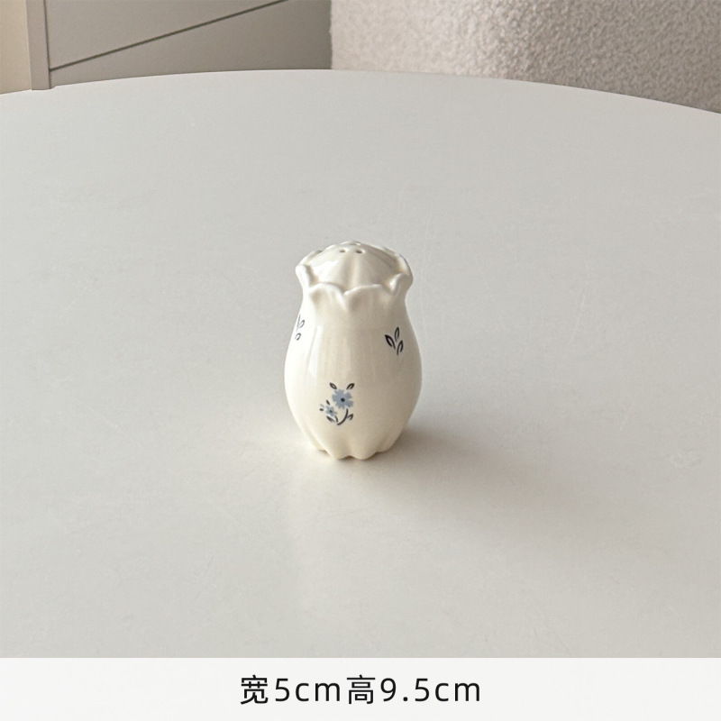 穆尼法式奶油风碎花调料瓶陶瓷托盘厨房用品装饰餐桌摆件三孔调味|undefined