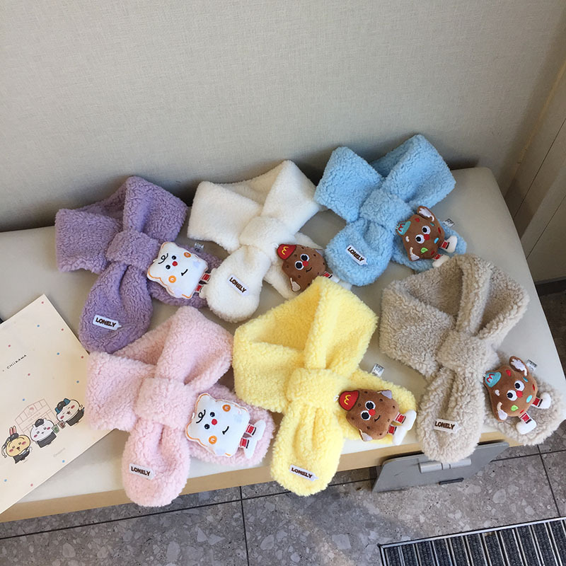 冬季毛茸茸围巾女学生可爱卡通保暖户外防风围脖儿童宝宝加厚脖套|undefined