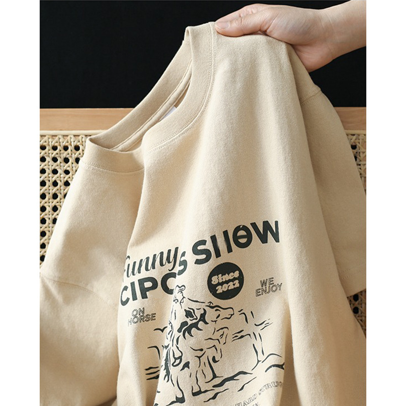 Cotton retro design summer T-shirt