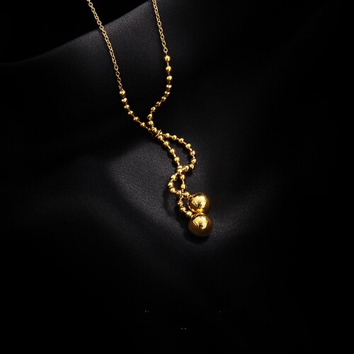 Titanium steel new ball ball Y-shaped sweater chain women's niche light luxury high-end temperament necklace ins Internet celebrity does not fade trend