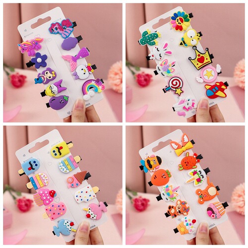 Children's hair clip soft glue 10-piece set girls hair clip cute BB clip side clip cartoon hair clip factory direct sales wholesale