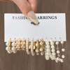 Earrings from pearl, retro metal set, Aliexpress, European style, wholesale