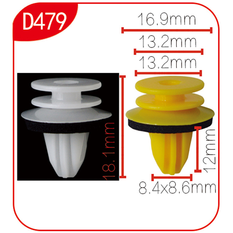 Adecuado para uso general, protector de puerta de automóvil, tablero decorativo de puerta de maletero, hebilla de ceja de rueda de nailon fija D479