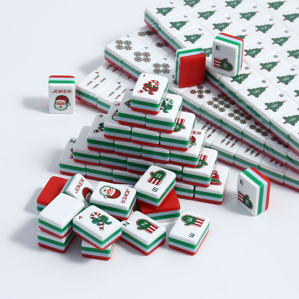 Cross-border Christmas Mahjong Tiles, Acrylic American Mahjong, Portable Mahjong, Outdoor Hand-Play American Mahjong Tiles Wholesale
