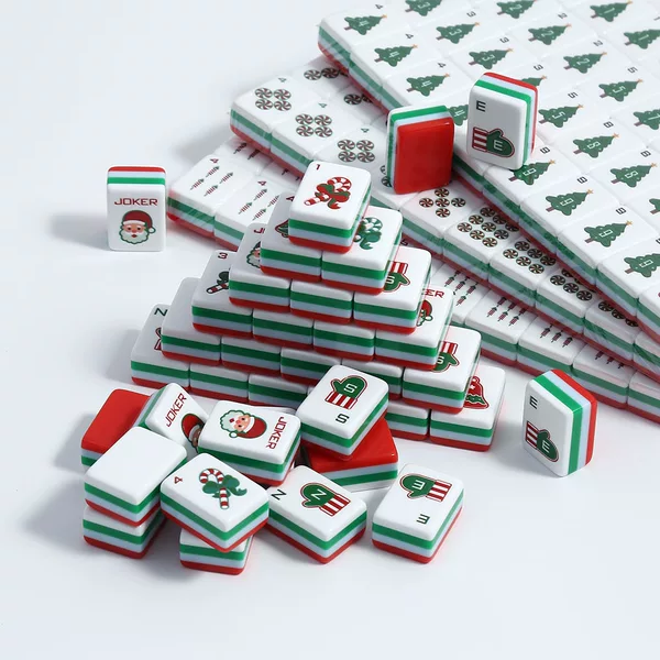 Cross-border Christmas Mahjong Tiles, Acrylic American Mahjong, Portable Mahjong, Outdoor Hand-Play American Mahjong Tiles Wholesale