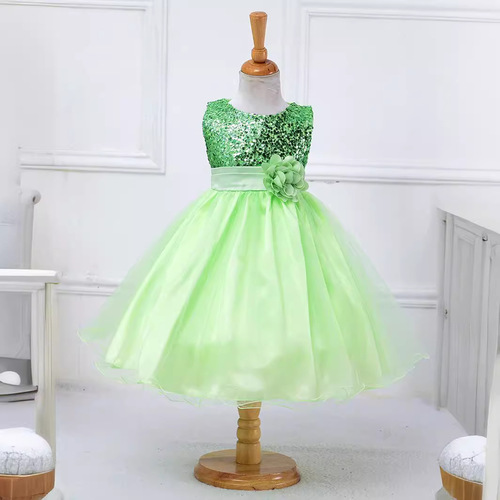 Children's formal dress, big kid mesh bell-bottom dress, children's dress for girls, holiday performance dress