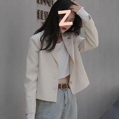 西装外套女2025春秋新款百搭港风气质小西装时尚白色短款长袖外套