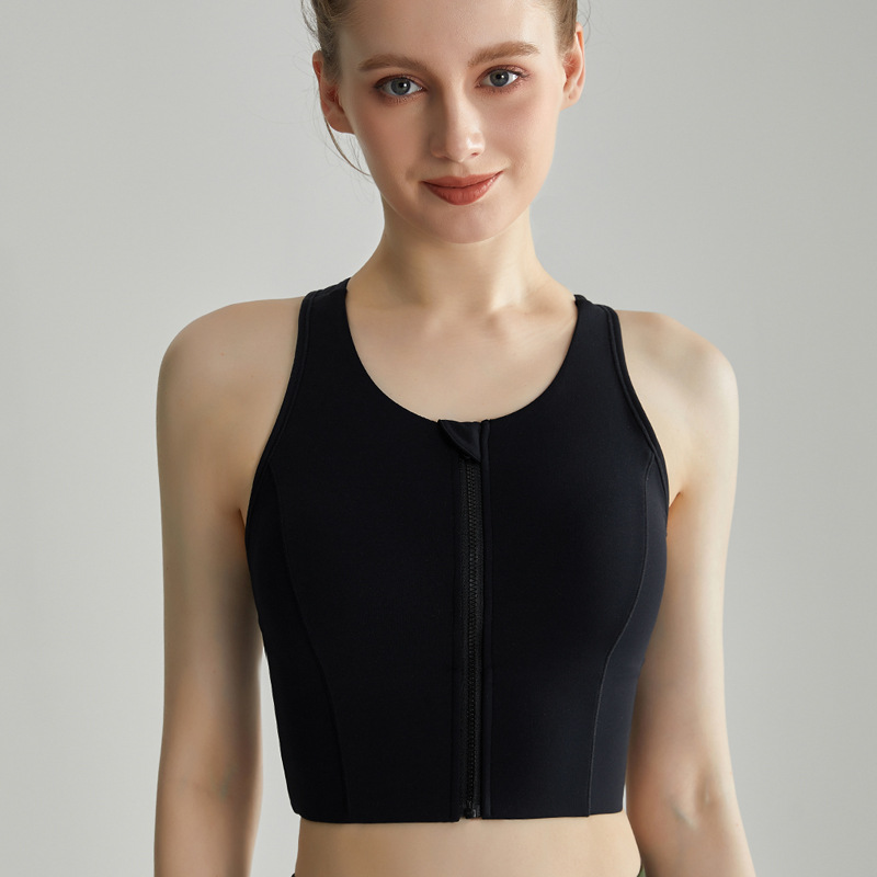 LAHN frontal zipper ropa interior deportiva femenina antichoque de alta intensidad acondicionamiento físico correr fija copa chaleco chaleco de yoga