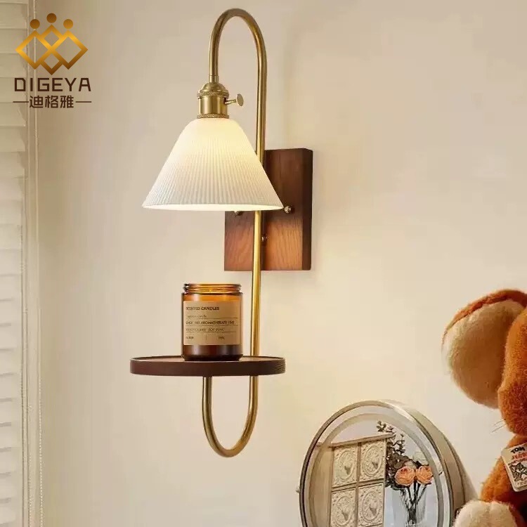 Medieval Style B&B Aromatherapy Candle Wall Lamp Living Room Sofa Background Wall Light Luxury Glass Storage Bedroom Bedside Lamp