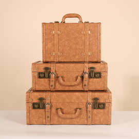 复古大号手提皮箱储物收纳整理木箱旅行箱婚纱摄影道具证件木箱子