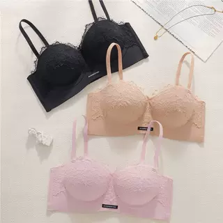 粉底液聚拢有型小胸显大甜美蕾丝透气调整型性感内衣女提拉文胸罩
