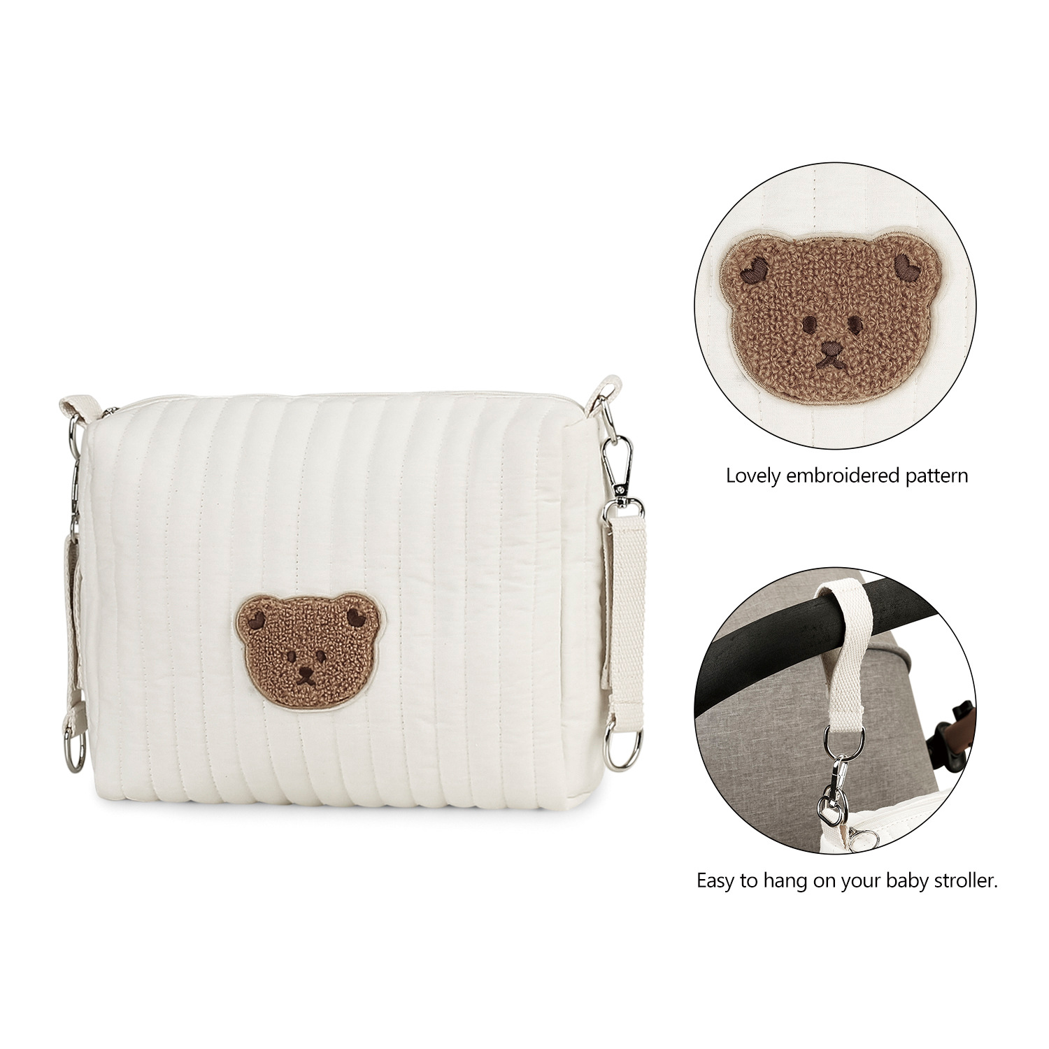 Pure Cotton Baby Diaper Storage Bag, Mother and Baby Outing Toiletry Bag, Portable and Can Be Hung on a Stroller