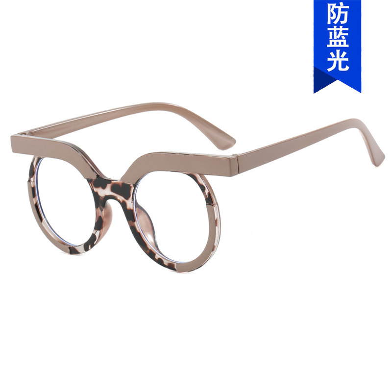 Round Owl Anti-Blue Light Flat Mirror 2024 New Women's European and American Personalized Glasses Frame Can Be Equipped with Glasses Frame