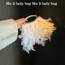法式小众气质名媛原木手提羽毛手工鸵鸟毛毛包链条晚宴包手提包女