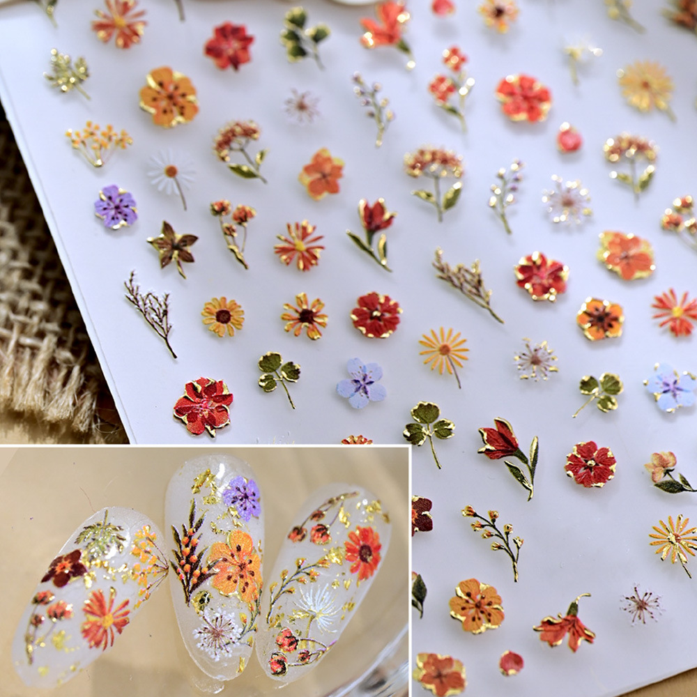 New Craft Flower Nail Art Stickers 3D Decorations Planner 3D Material Stickers Girl Adhesive Nail Stickers