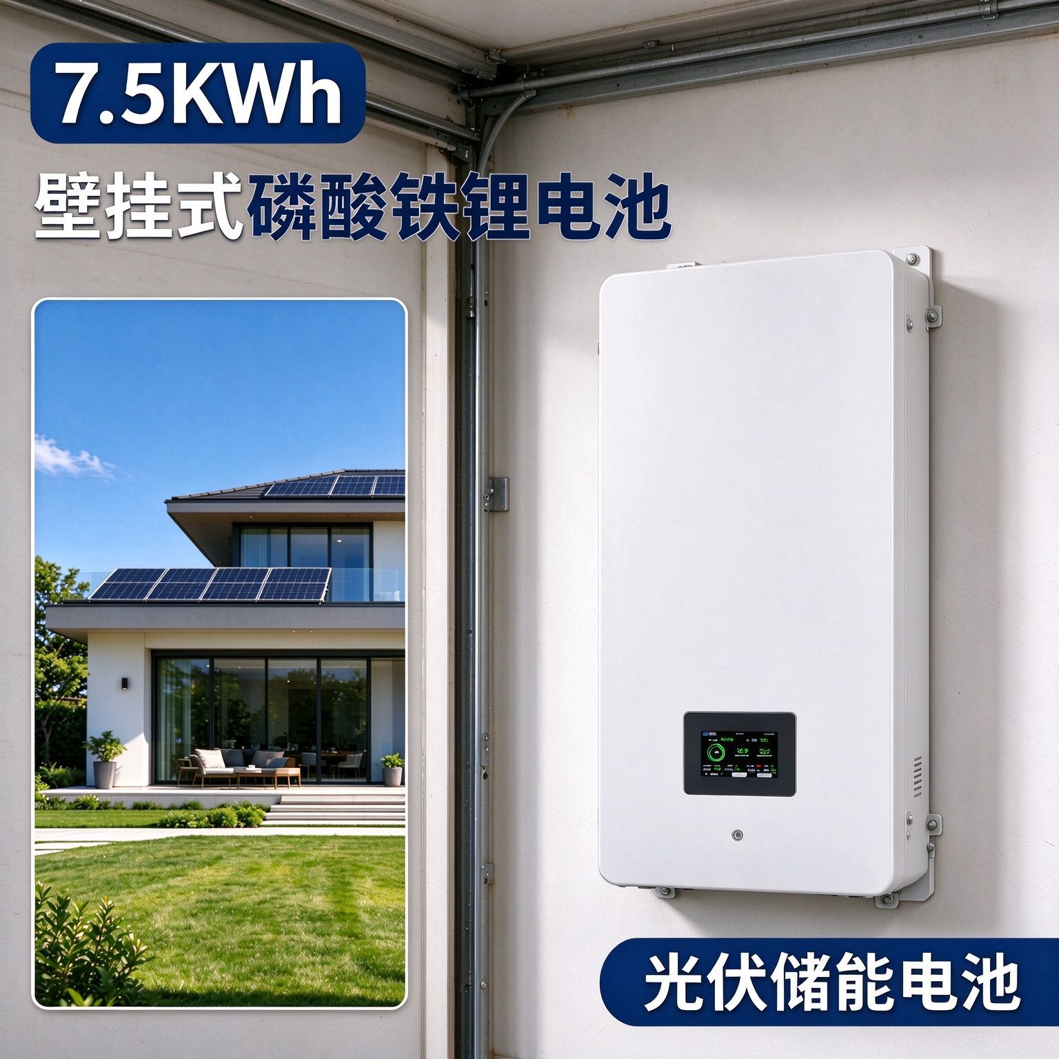 51.2V储能电池150Ah磷酸铁锂电池7.5度电壁挂家用光伏储能