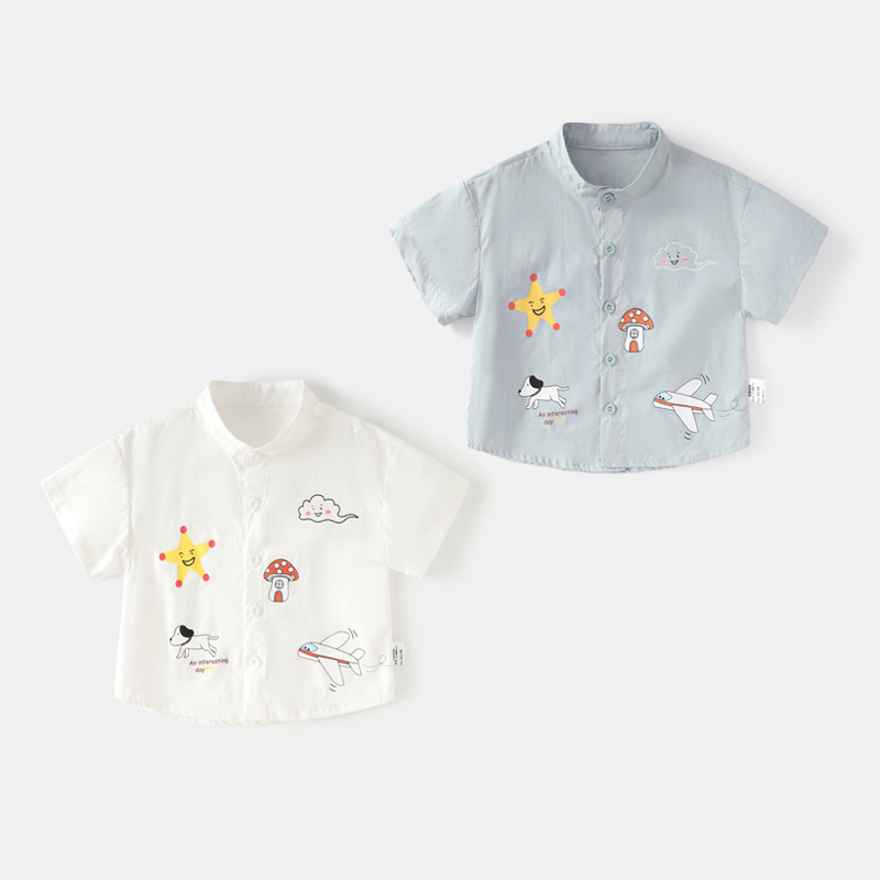 Baby pure cotton T-shirt, new style, fashionable all-cotton casual top, summer short-sleeved shirt for infants and toddlers, trendy children's clothing.