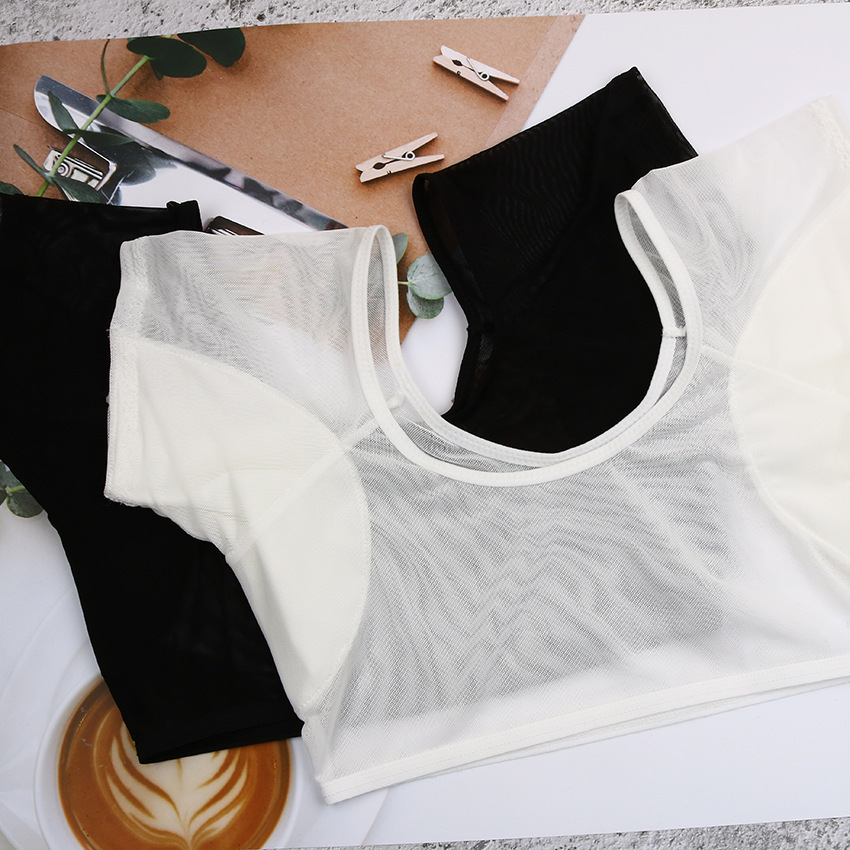 Leak Proof Sweat Absorber: Transparent Mesh Thin Material, Chest Hugging Design With Underarm Cotton Sweat Pads, Quick Drying And Comfortable_voghion.com