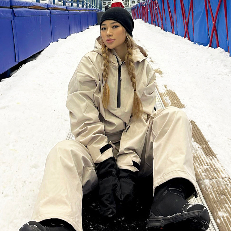 Damenbekleidung neues wasserdichtes Skianzug-Set winddicht warm Outdoor Übergröße Übergröße Skianzughose ein kompletter Satz von_voghion.com